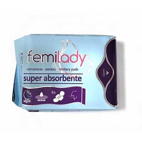 Compresas super absorbente noche 8 unds. ( femilady )